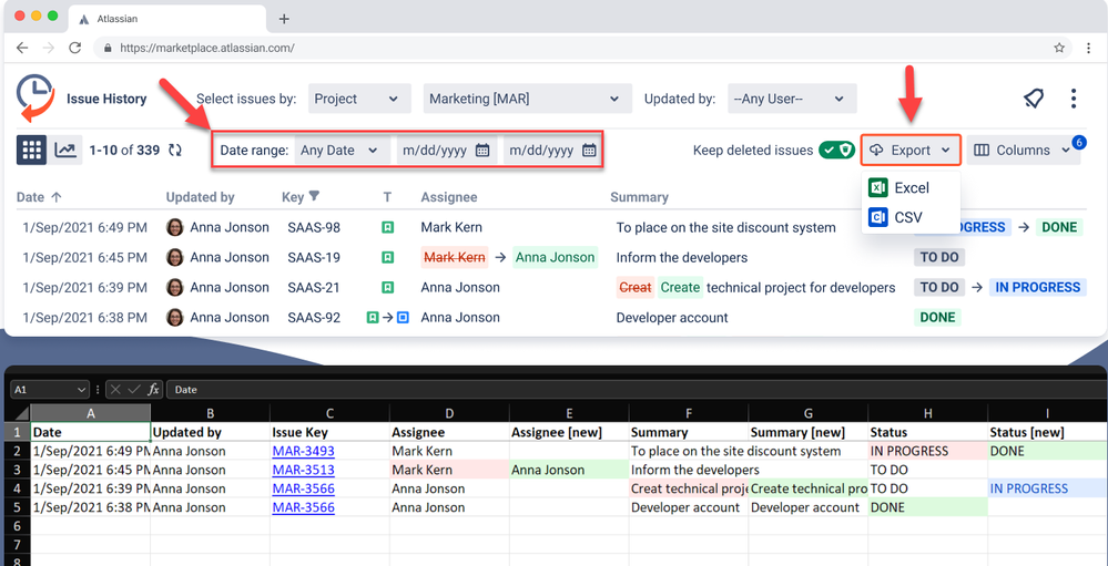 How to export issue history for audit trail.png