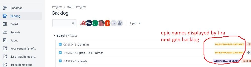backlog displaying epic name.JPG